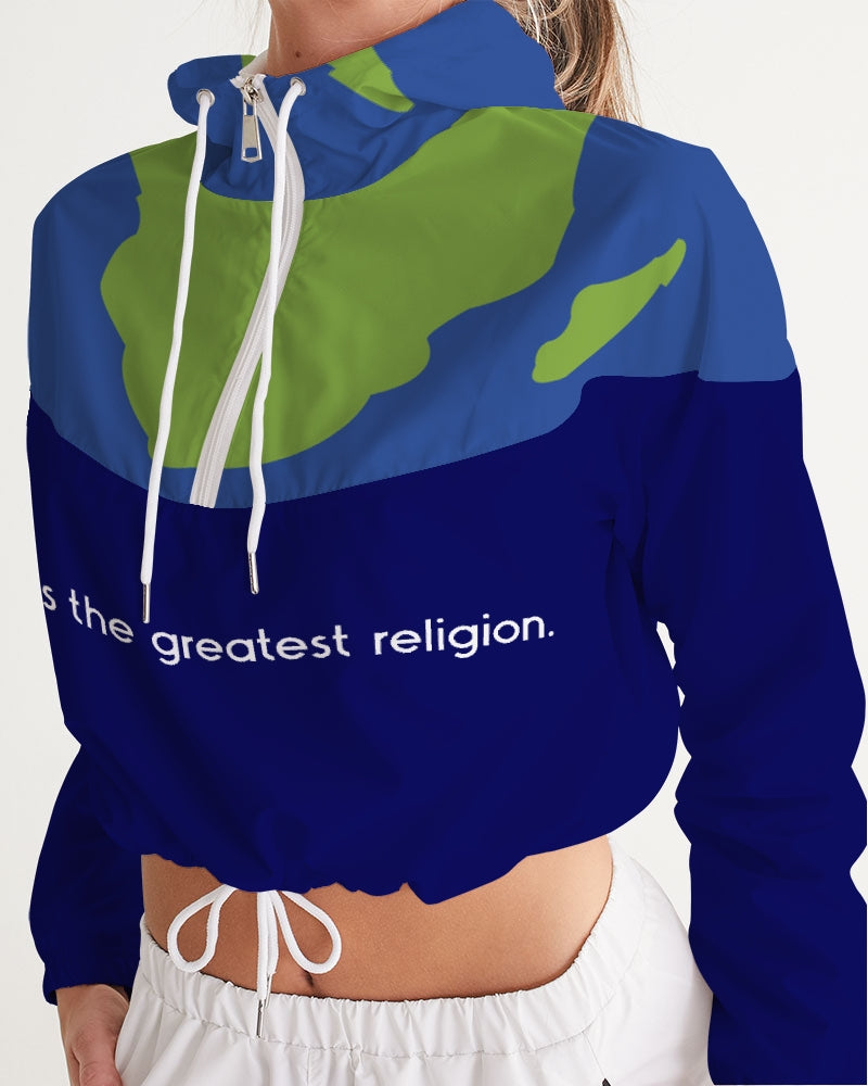 Love Is The Greatest Religion Ladies Cropped Windbreaker