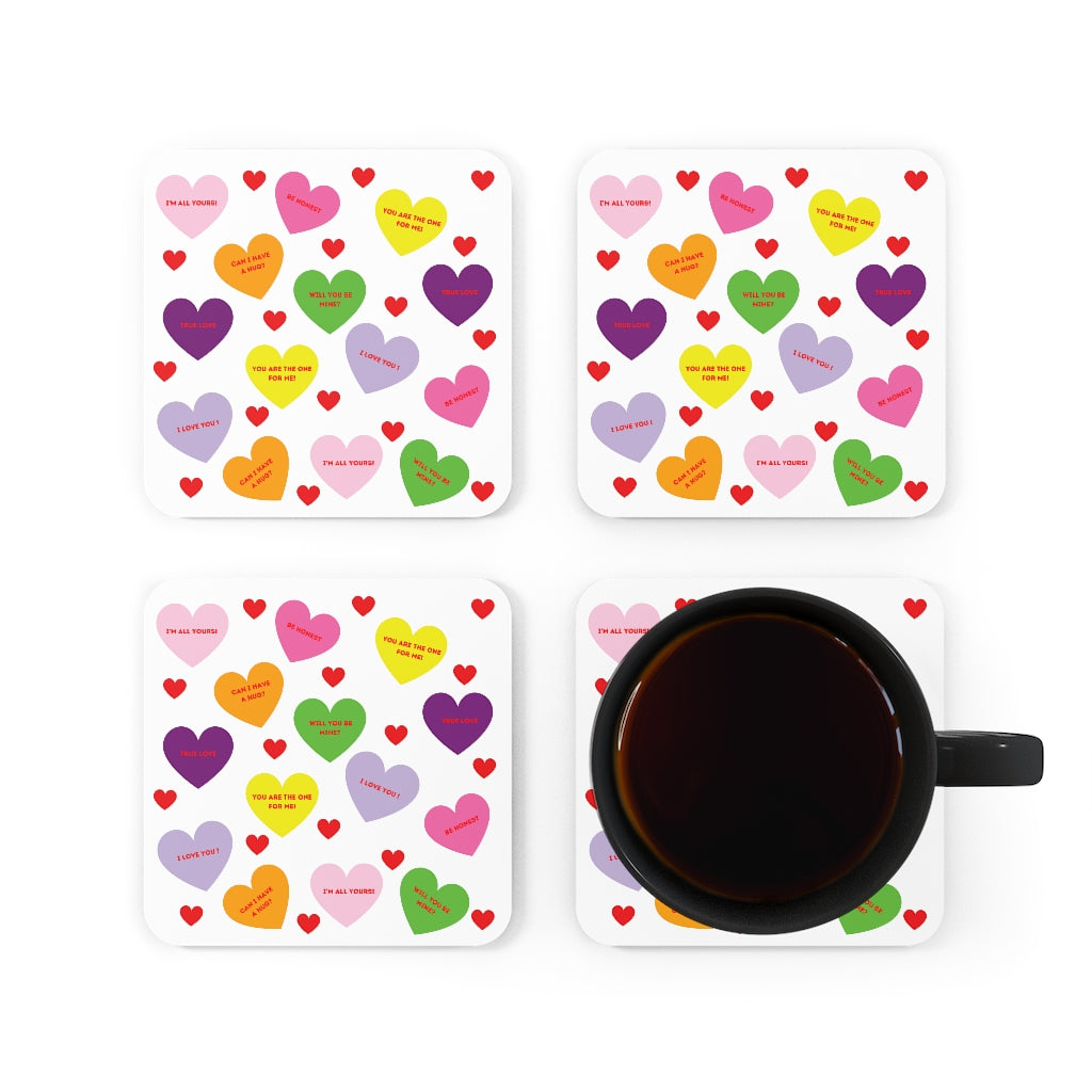 Sweet Tart Hearts Cork Back Coaster