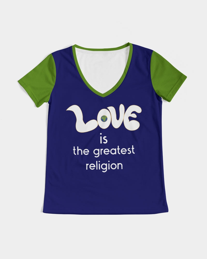 Love Is The Greatest Religion Ladies V-Neck Tee