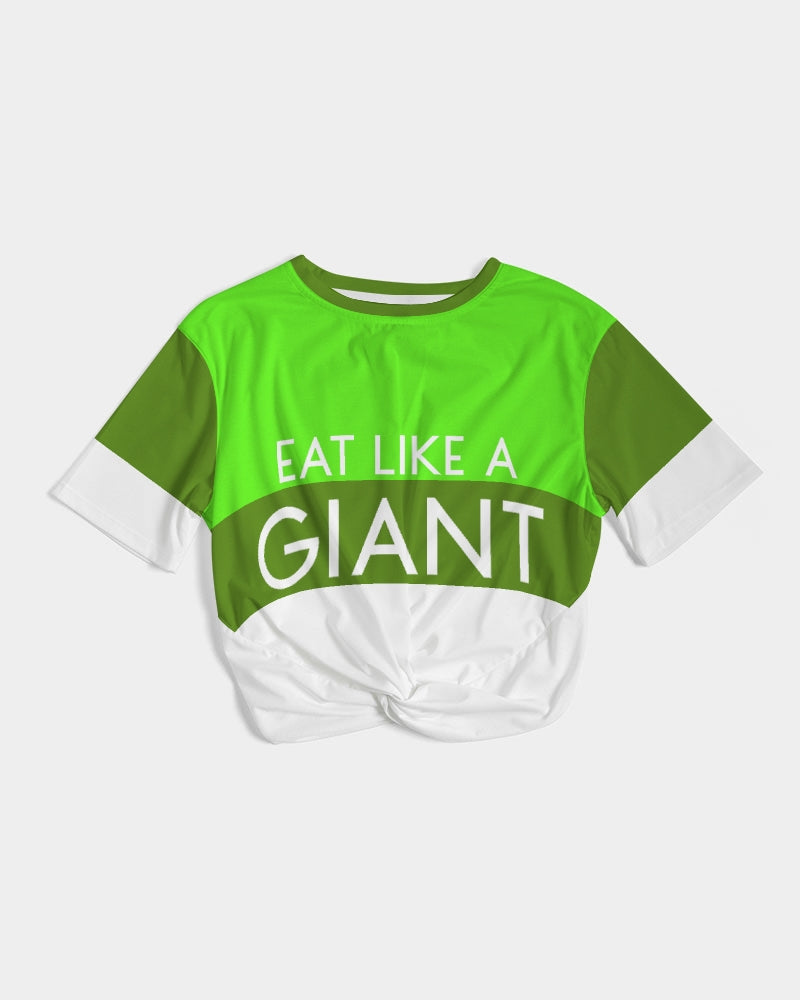 Eat Like A Giant Ladies Twist Front Cropped Tee