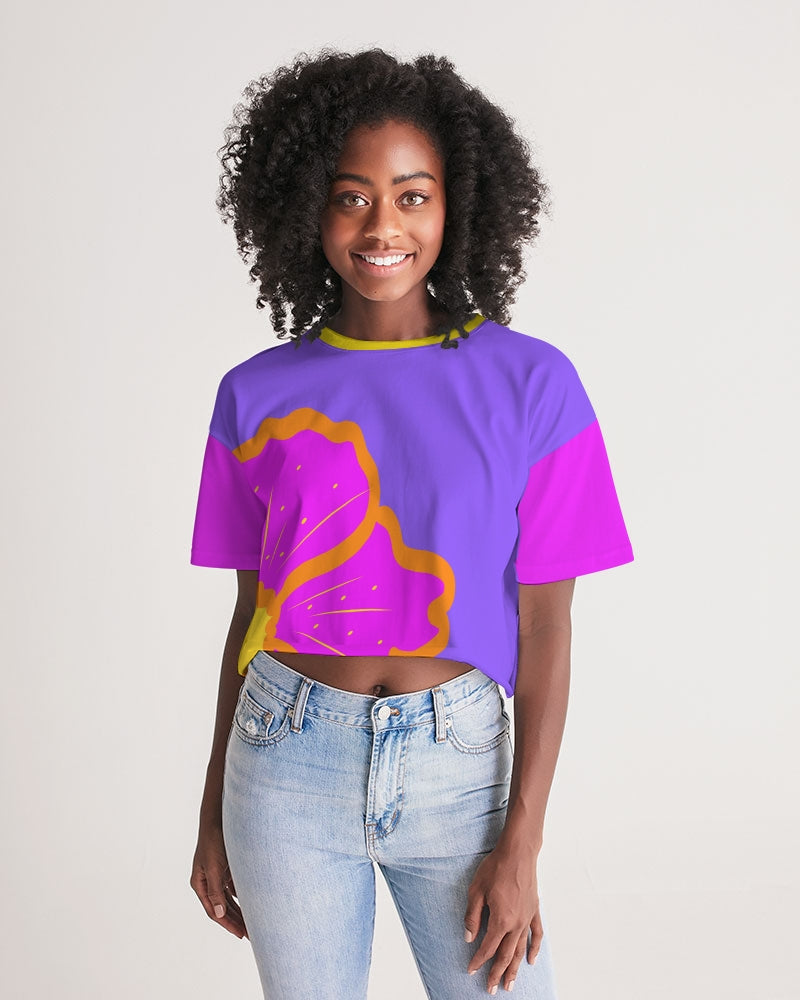 Cali Flower Ladies Lounge Cropped Tee