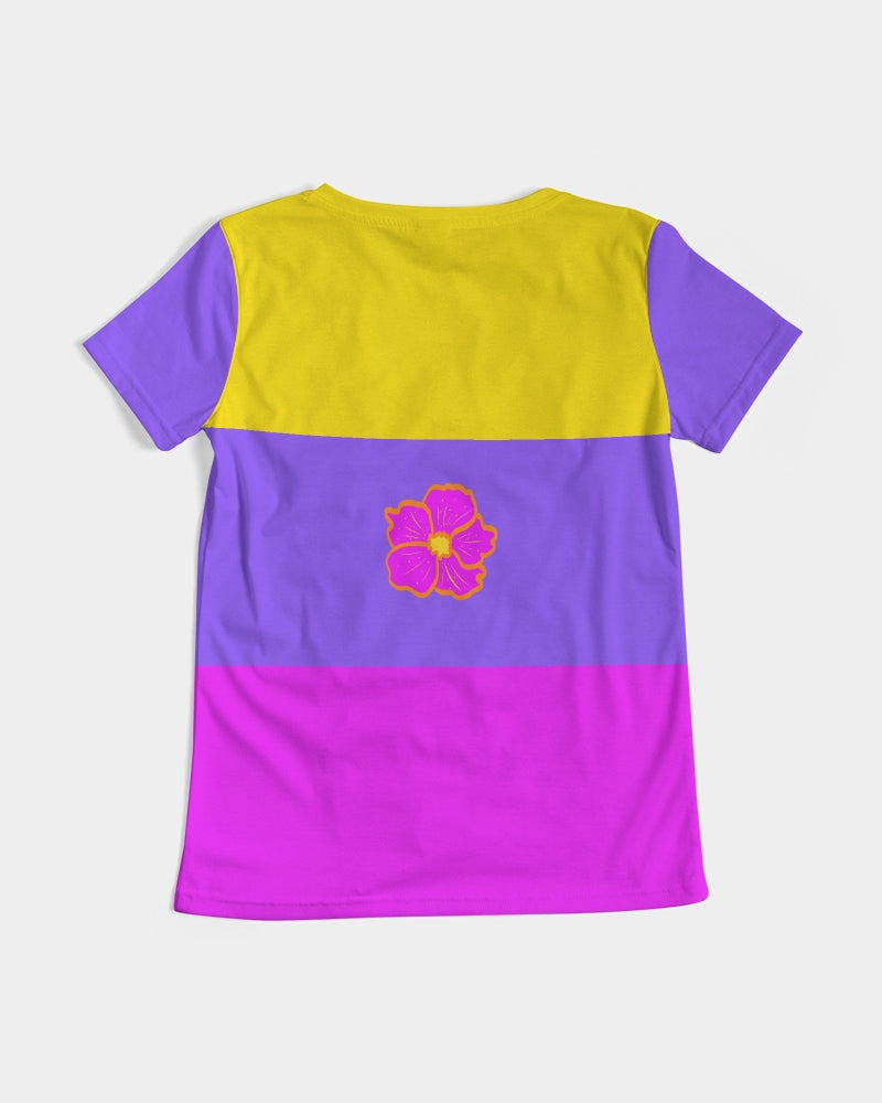 Cali Flower Ladies V-Neck Tee