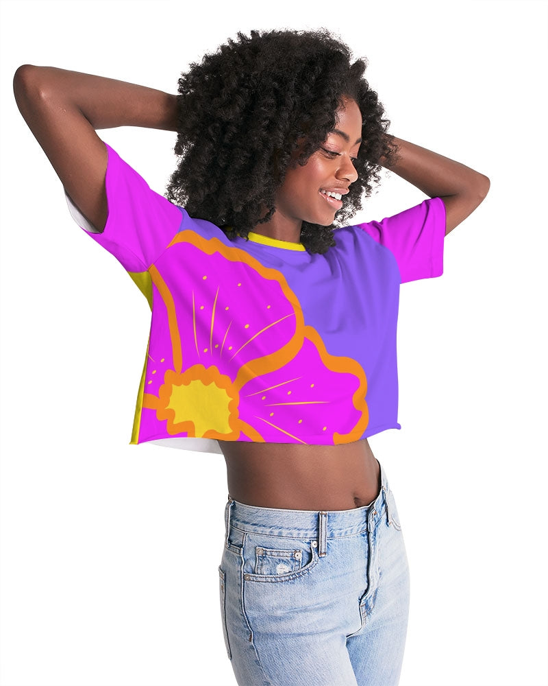 Cali Flower Ladies Lounge Cropped Tee