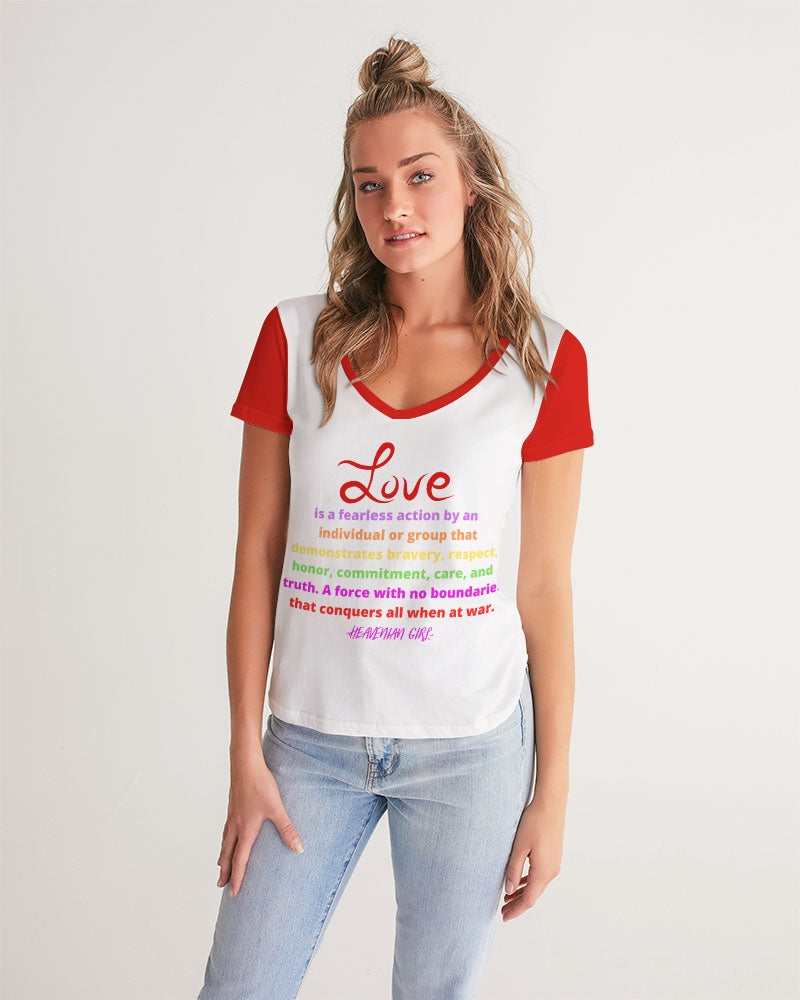 LOVE IS Ladies V-Neck Tee - 0