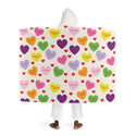 Valentine's Sweet Tart Hearts Hooded Sherpa Fleece Blanket