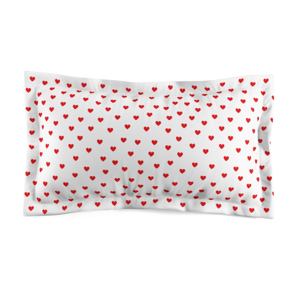 Red Hearts White King Microfiber Pillow Sham