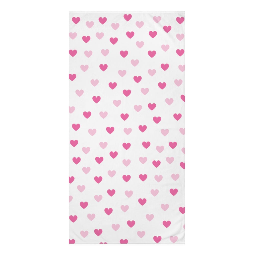 Pink Hearts Large Premium Towel