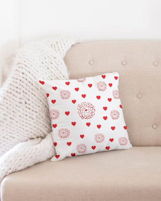 Valentine's Red Hearts and Roses 16x16 Throw Pillow Case