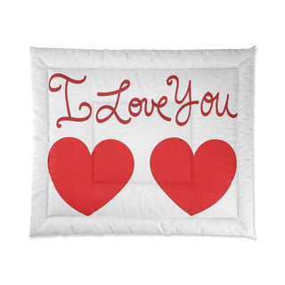 Big Red Heart Lover's Large White Comforter