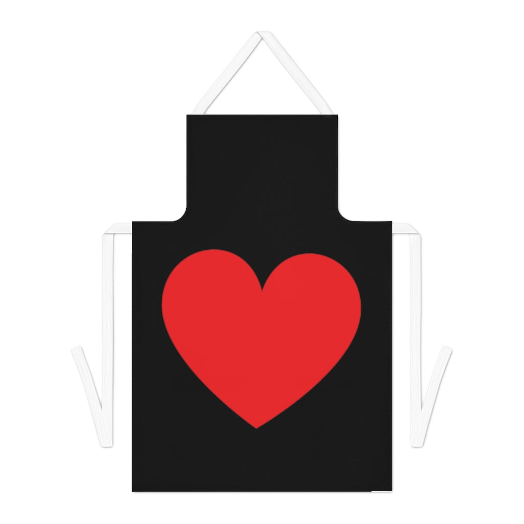 Big Red Heart Black Adult Apron - 0