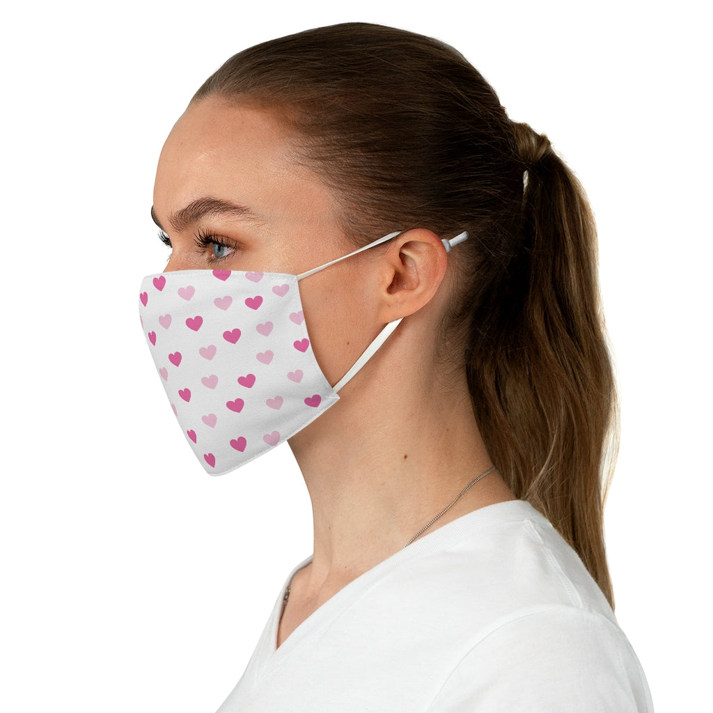 Pink Hearts Fabric Face Mask