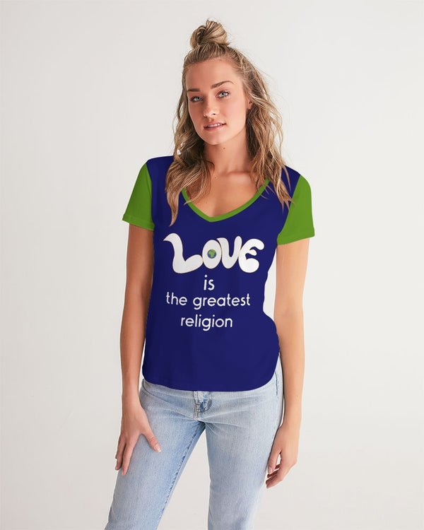 Love Is The Greatest Religion Ladies V-Neck Tee