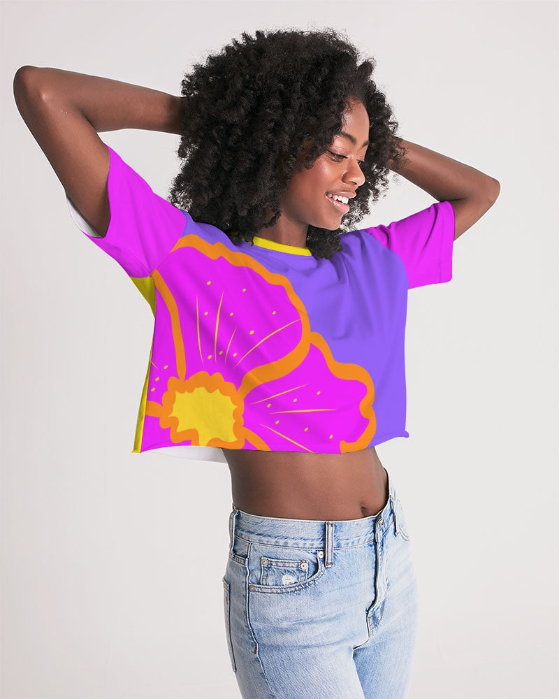 Cali Flower Ladies Lounge Cropped Tee