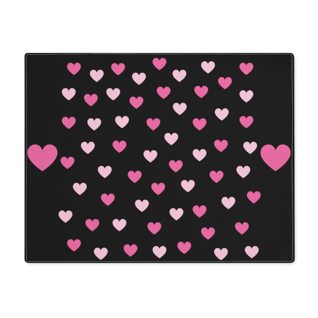 Pink Hearts Black Placemat