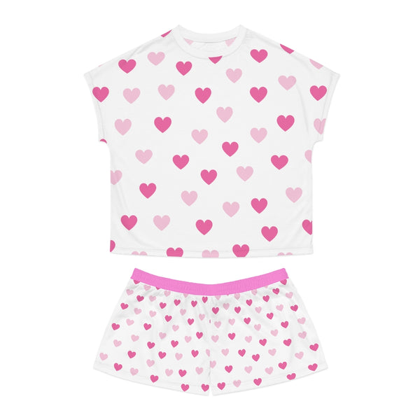 Pink Hearts Ladies Short Pajama Set
