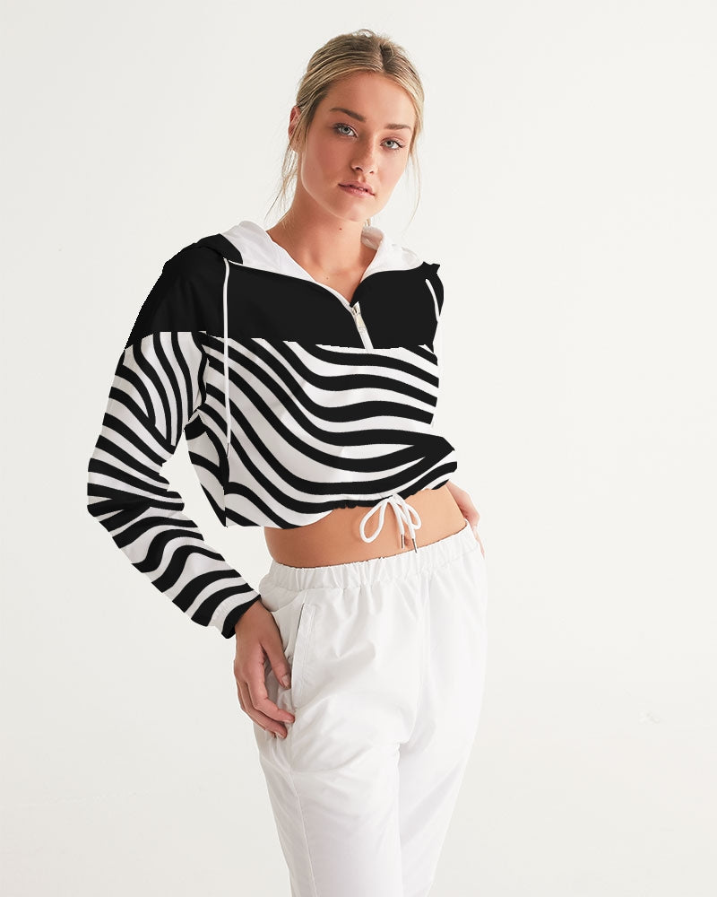 Zebra Print Ladies Cropped Windbreaker