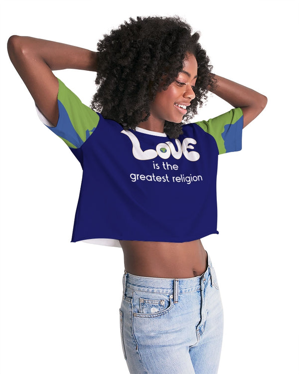 Love Is The Greatest Religion Ladies Lounge Cropped Tee