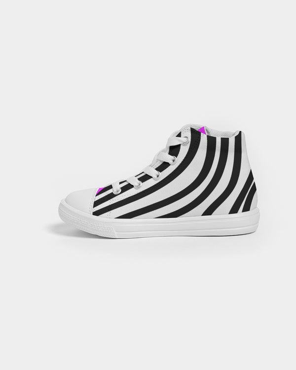 Zebra Hot Pink Girls Hightop Canvas Shoe