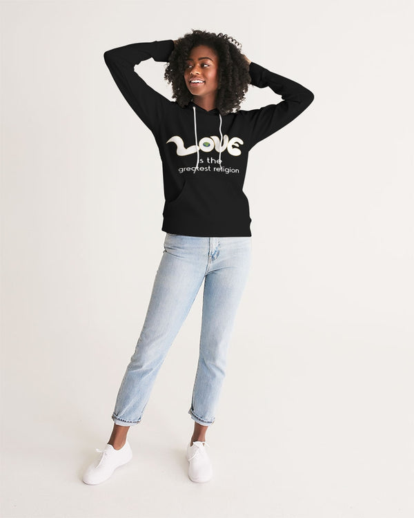 Love Is The Greatest Religion Ladies Hoodie (QR CODE ON BACK FOR BRAND SUPPORTERS)