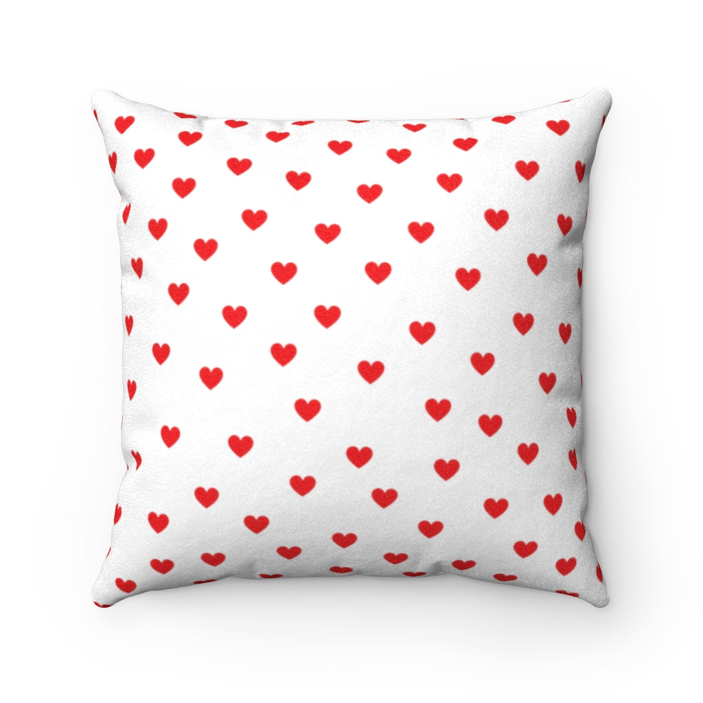 Valentine's Red Hearts Faux Suede 14x14 Square Pillow - 0