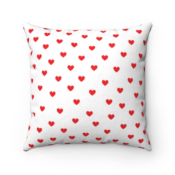 Valentine's Red Hearts Faux Suede 14x14 Square Pillow