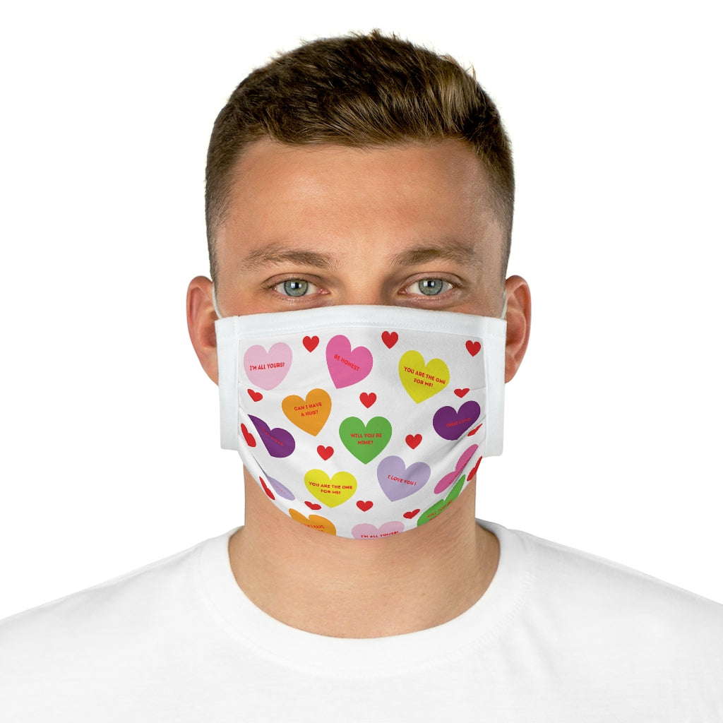 Valentine's Sweet Tart Hearts White Cotton Face Mask