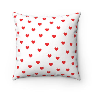 Valentine's Red Hearts Spun Polyester Square Pillow