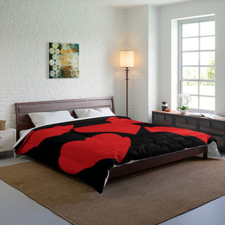 Big Red Heart Large Black Comforter