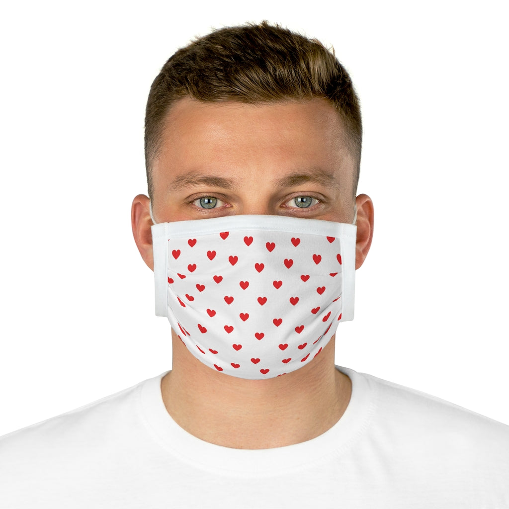 Valentine's Red Hearts White Cotton Face Mask