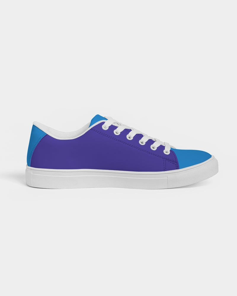 Blue Turqu Ladies Faux-Leather Sneakers