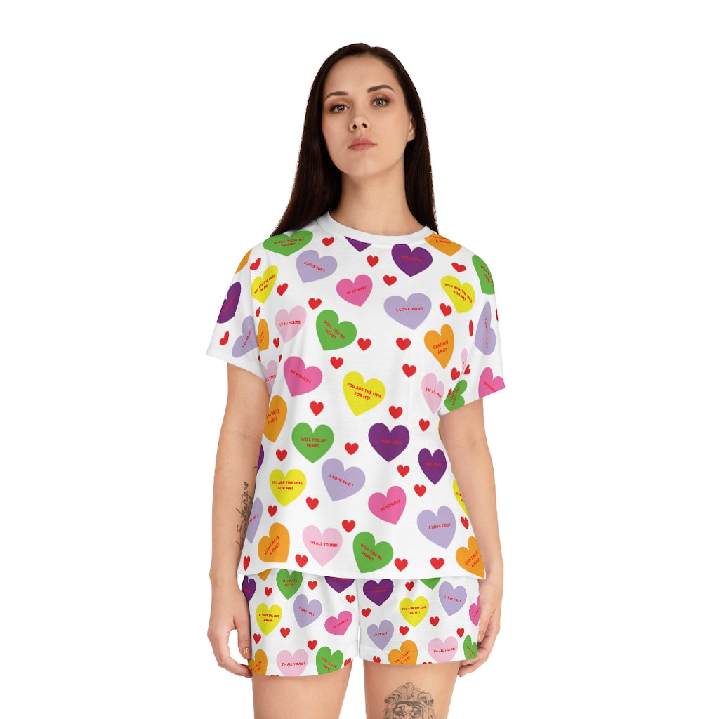 Sweet Tart Hearts Ladies Short Pajama Set