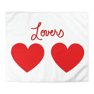 Buy white Valentine's Big Red Hearts Lovers Microfiber Duvet Cover