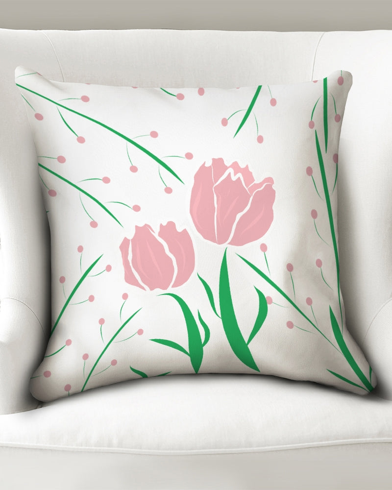 Peach Tulip VIne 20x20 Throw Pillow Case