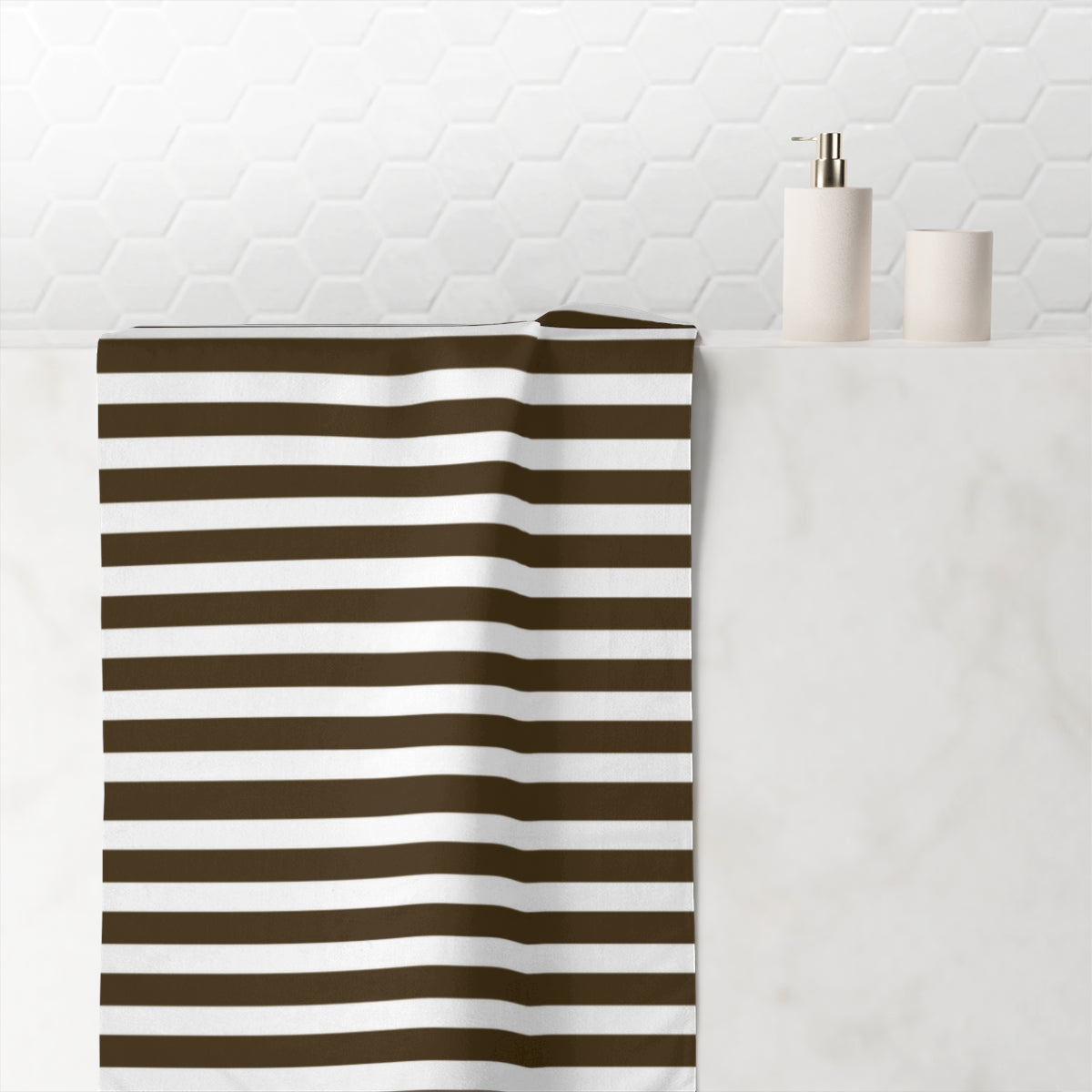 Black /White Stripe Mink-Cotton Towel