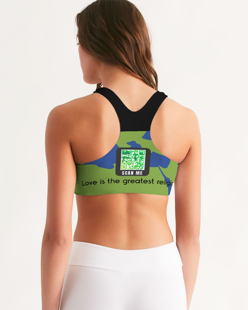 Love Is The Greatest Relgion Seamless Sports Bra (QR CODE ON BACK FOR BRAND SUPPORTERS) - 0