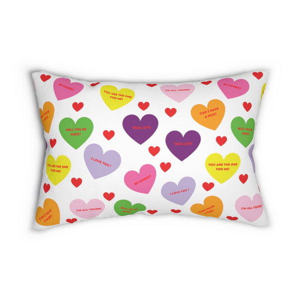 Sweet Tart Hearts Spun Polyester Lumbar Pillow