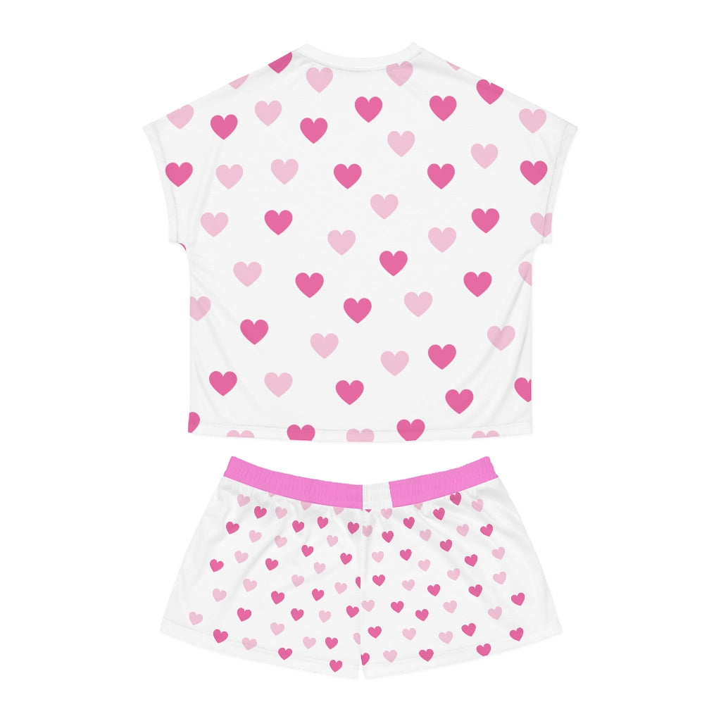 Pink Hearts Ladies Short Pajama Set