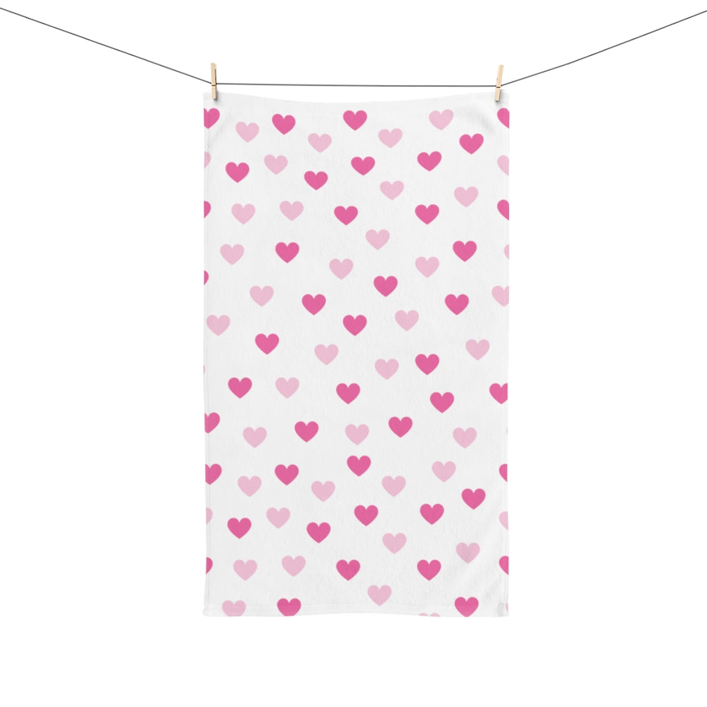 Pink Hearts Hand Towel - 0