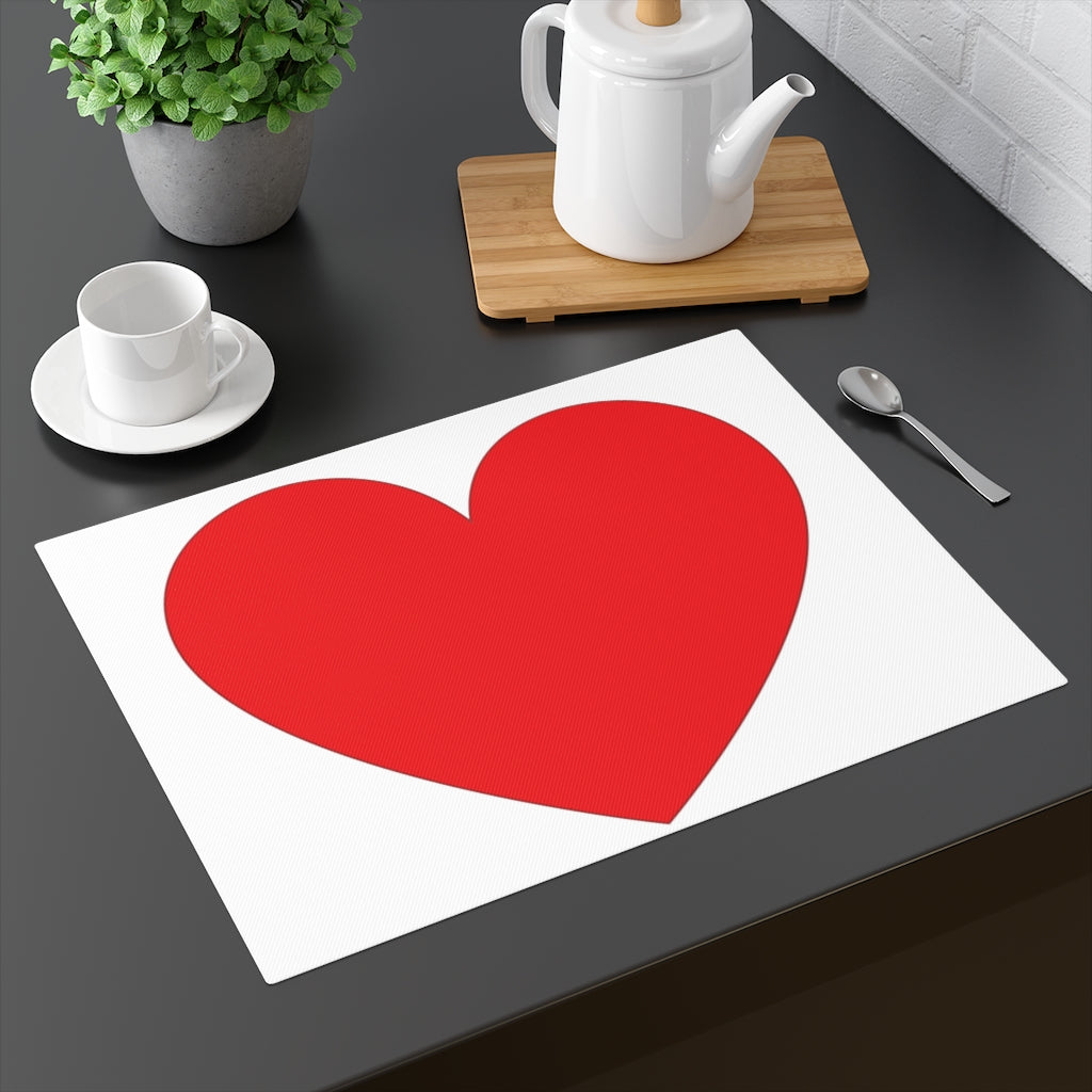 Big Red Heart White Placemat - 0