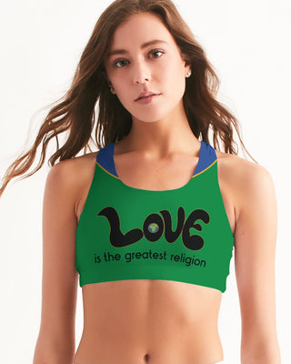 Love Is The Greatest Religion Seamless Sports Bra (QR CODE ON BACK FOR BRAND SUPPORTERS)