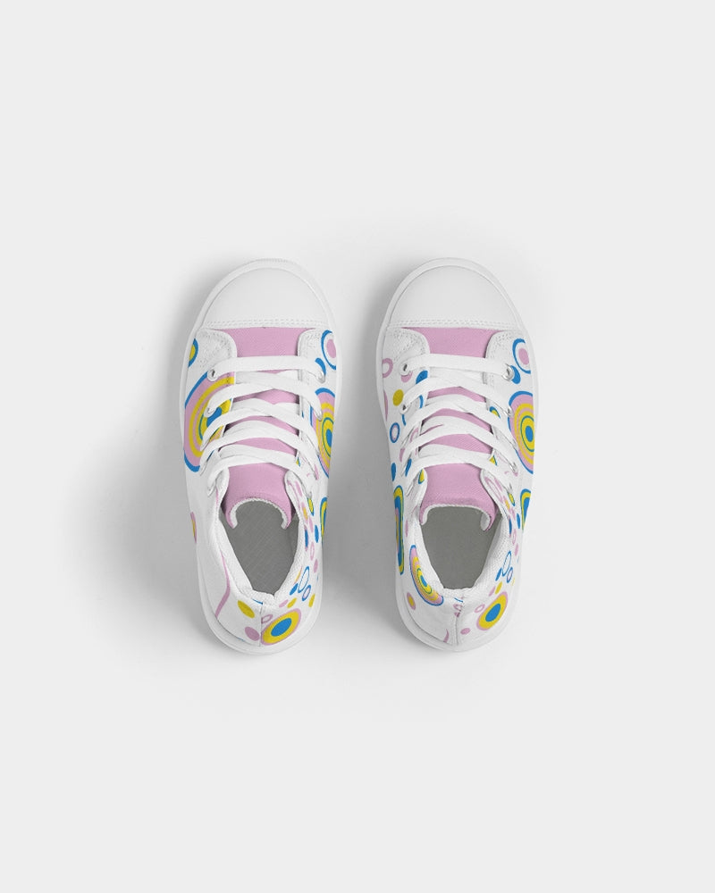 Cutey Pastel Smile Girls Hightop Canvas Shoes