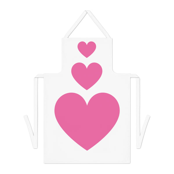 Pink Hearts White Adult Apron