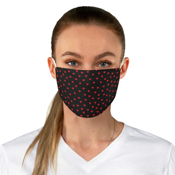 Valentine's Red Hearts Black Fabric Face Mask