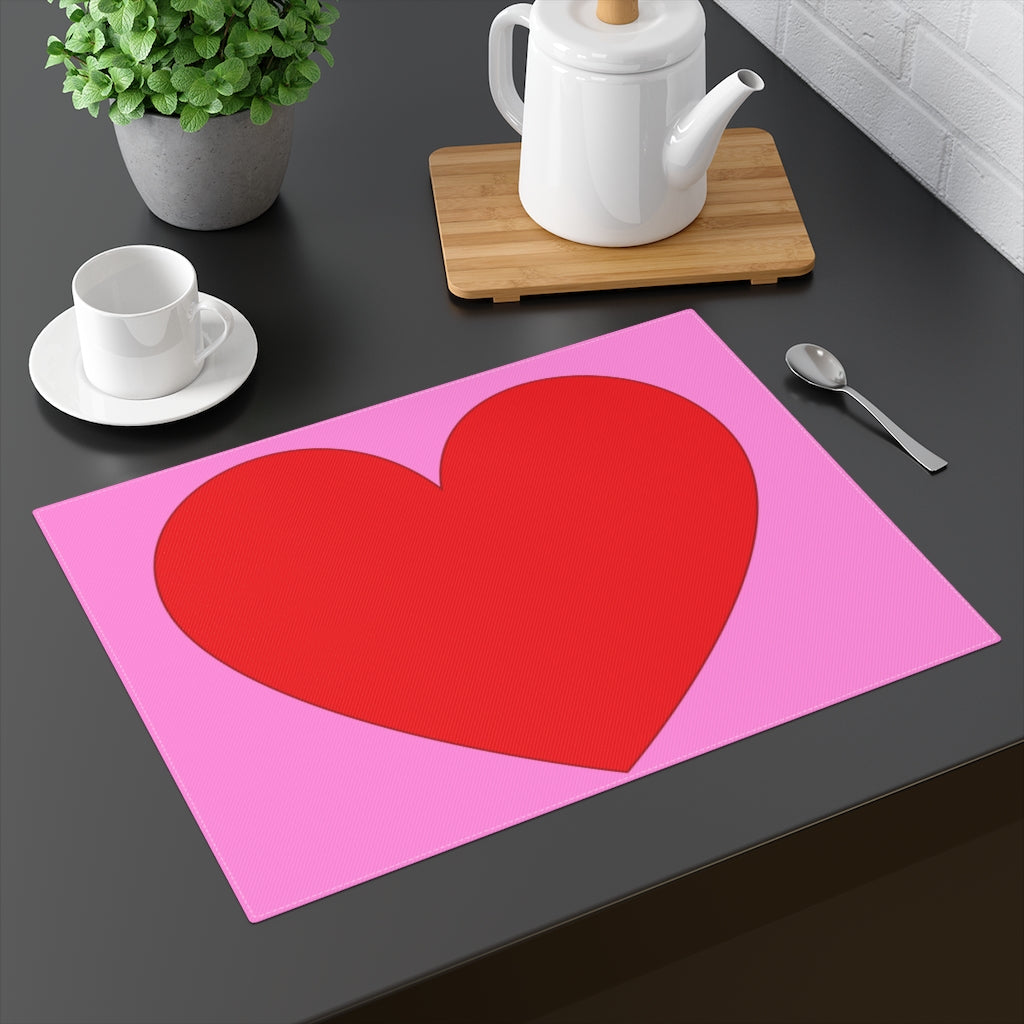 Big Red Heart Pink Placemat