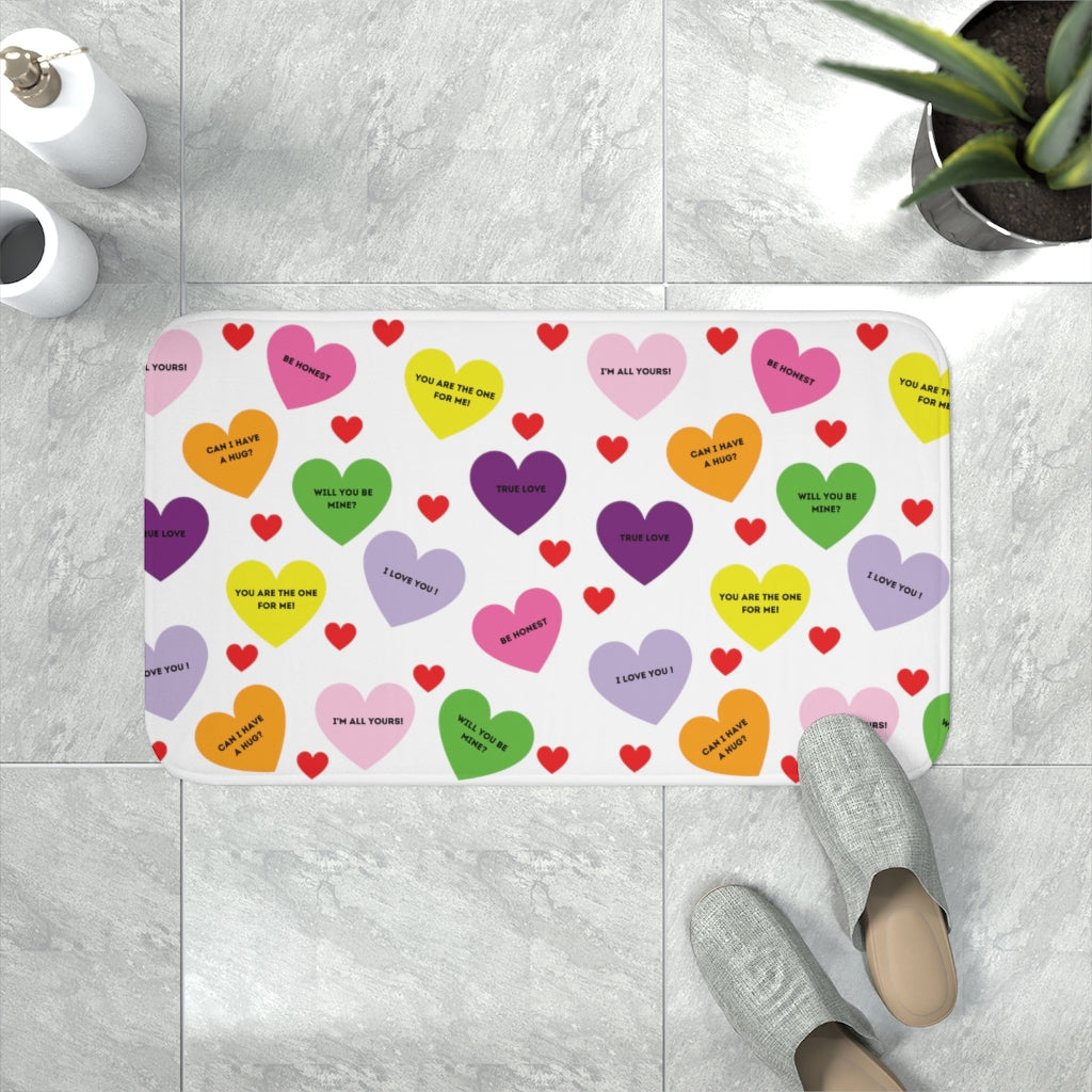 Sweet Tart Hearts Memory Foam Bath Mat