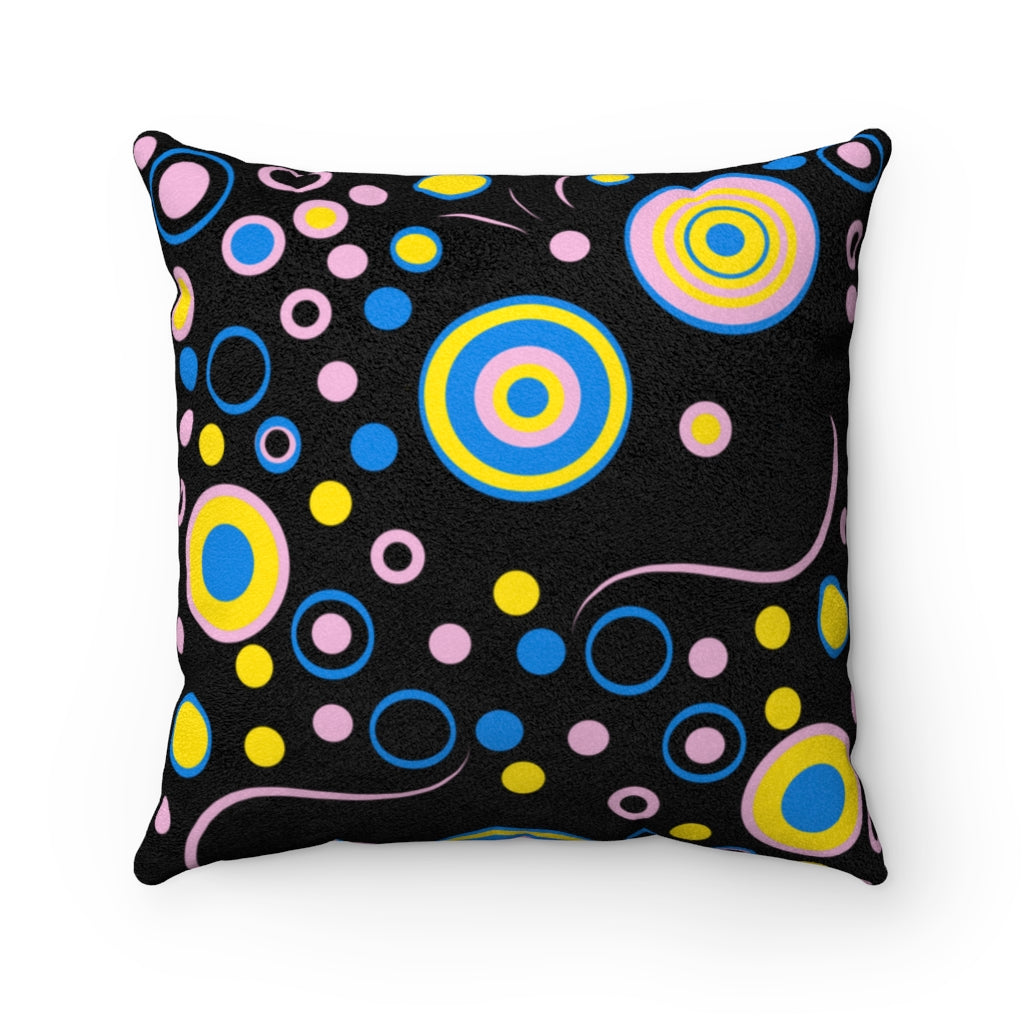 Cutey Pastel Black Faux Suede Square Pillow