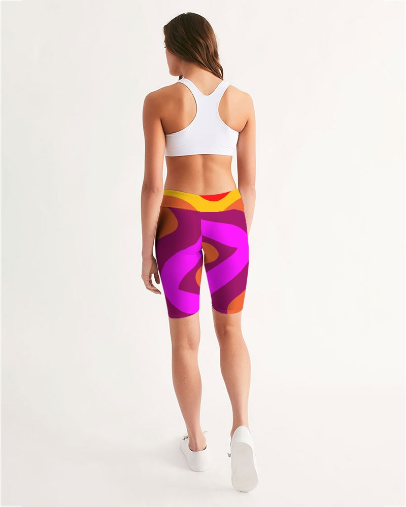 Bright Swirl Ladies Mid-Rise Bike Shorts