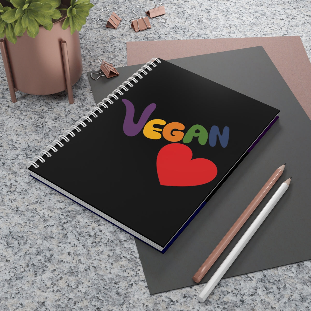 Vegan Heart Spiral Notebook