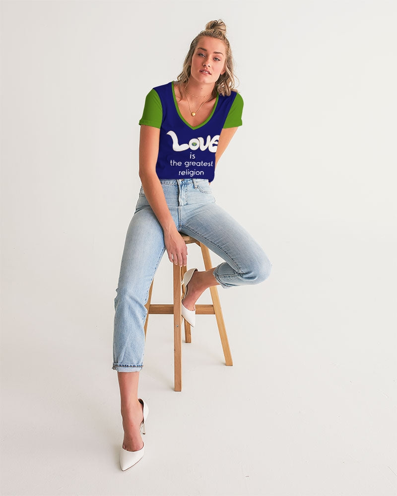 Love Is The Greatest Religion Ladies V-Neck Tee