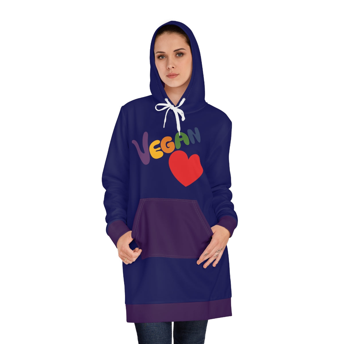 Vegan Heart Ladies Hoodie Dress